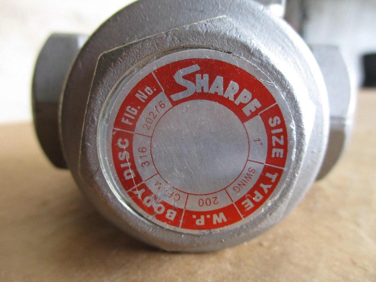 Used SHARPE 1" STAINLESS SWING CHECK VALVE, #4251245J NEW