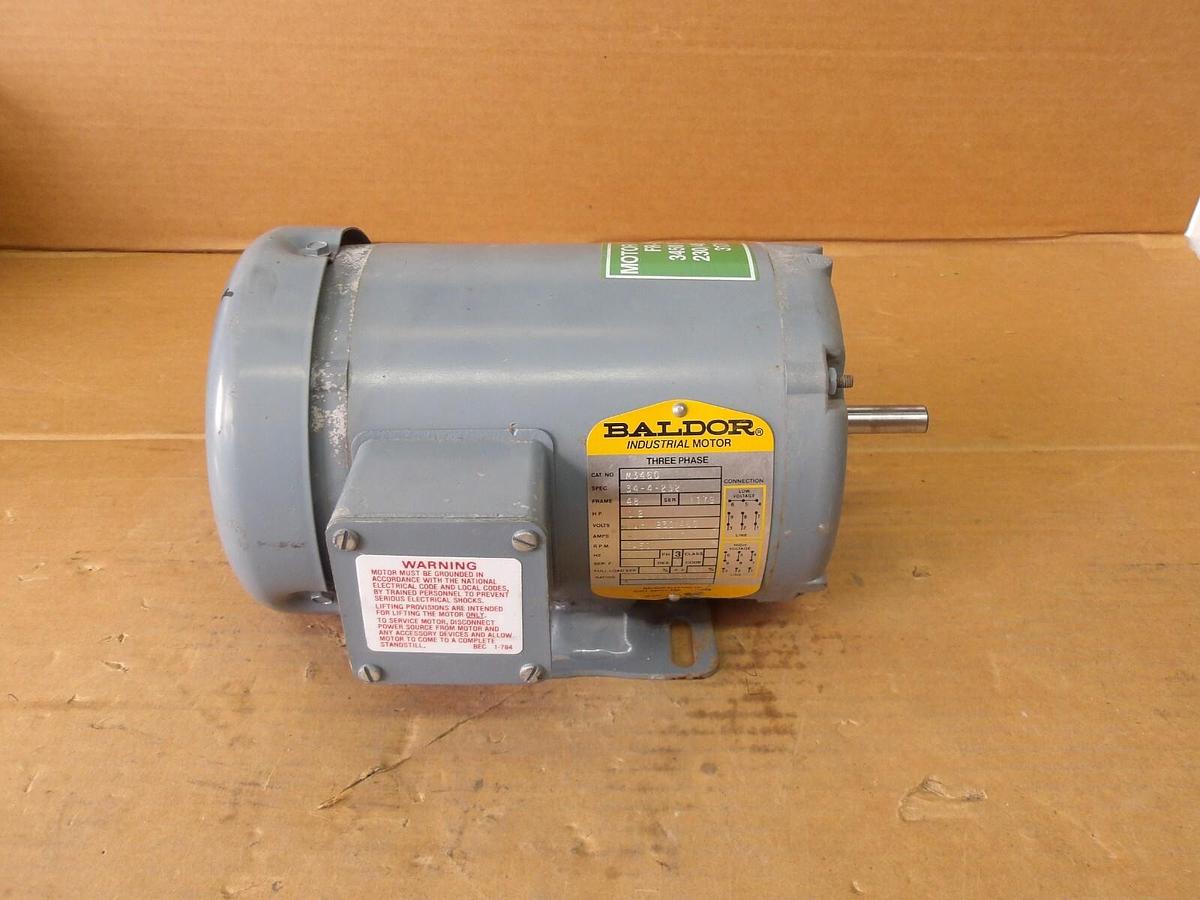 Used BALDOR 1/2 HP MOTOR, FR 48, 3450 RPM, 208-230/460 V, #11141025G NEW