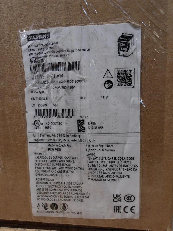 Used SIEMENS SIRIUS 3RW5524 SOFT START, #1211030G NEW