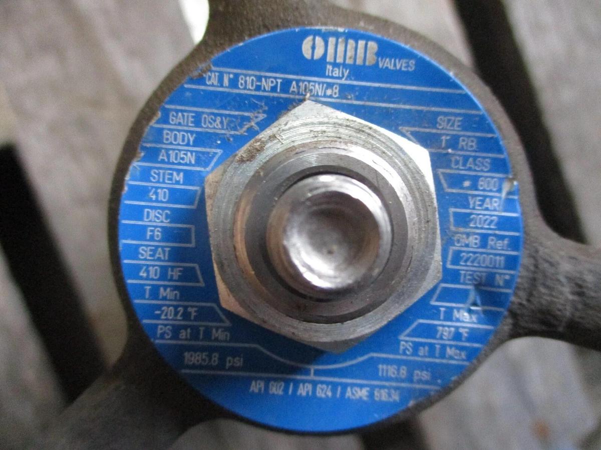 Used OMB 1" FORGED STEEL GATE VALVE (THREADED) #419755J NEW