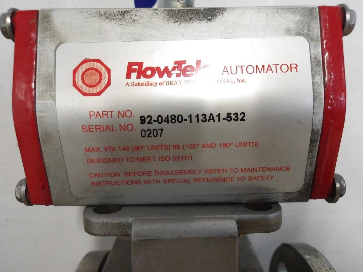 Used FLOW-TEK 1/2" S/S AUTOMATOR BALL VALVE & ACTUATOR, #851028G NEW