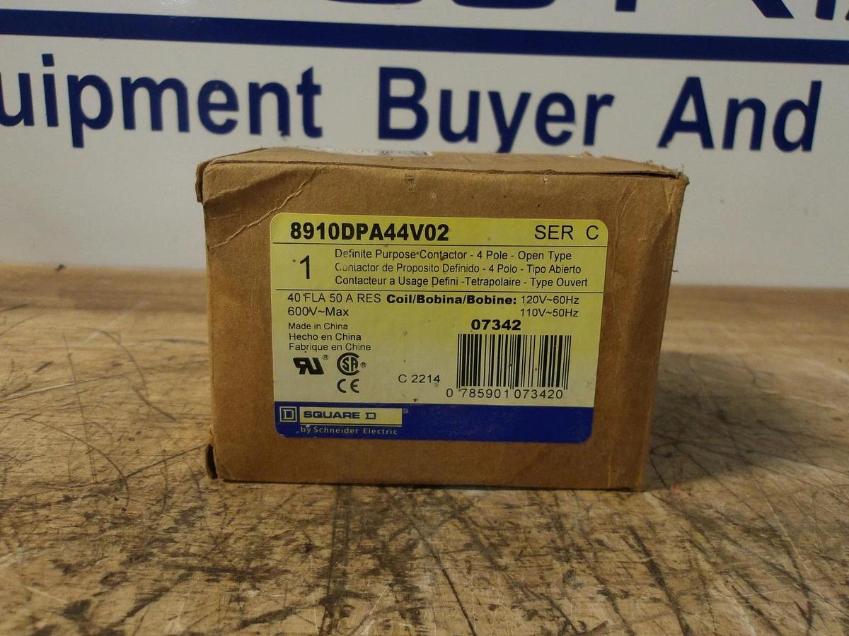 SQUARE D 8910DPA44V02 DEFINITE PURPOSE CONTACTOR, #361021G NIB