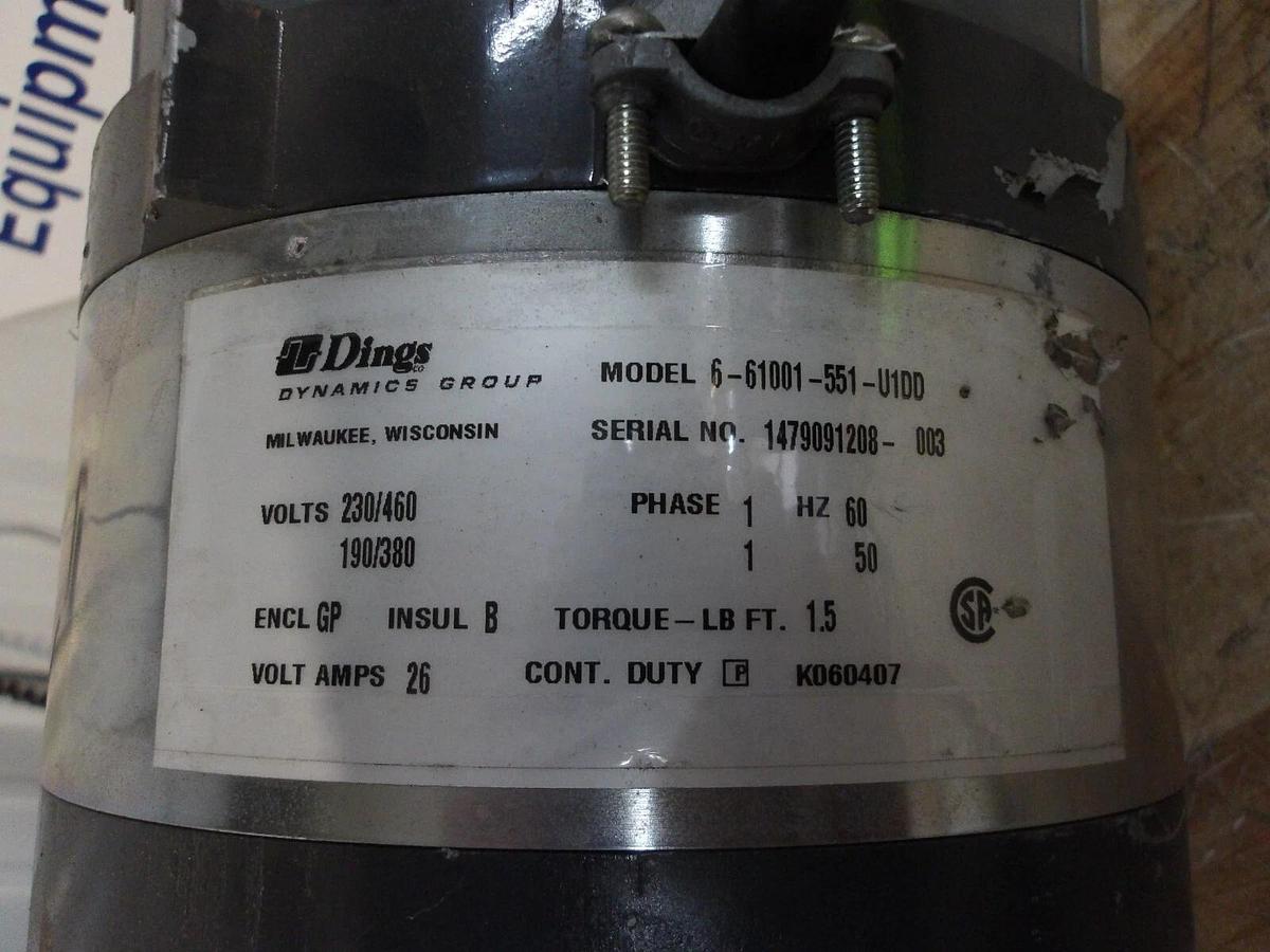 Used ACCO 0.5/0.17 HP HOIST MOTOR W/ BRAKE, FR 56C, 460 V, 1675/550 RPM, #64925G USED