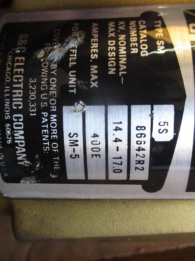 Used S&C 86642R2 POWER FUSE HOLDER (400E), #95225J USED