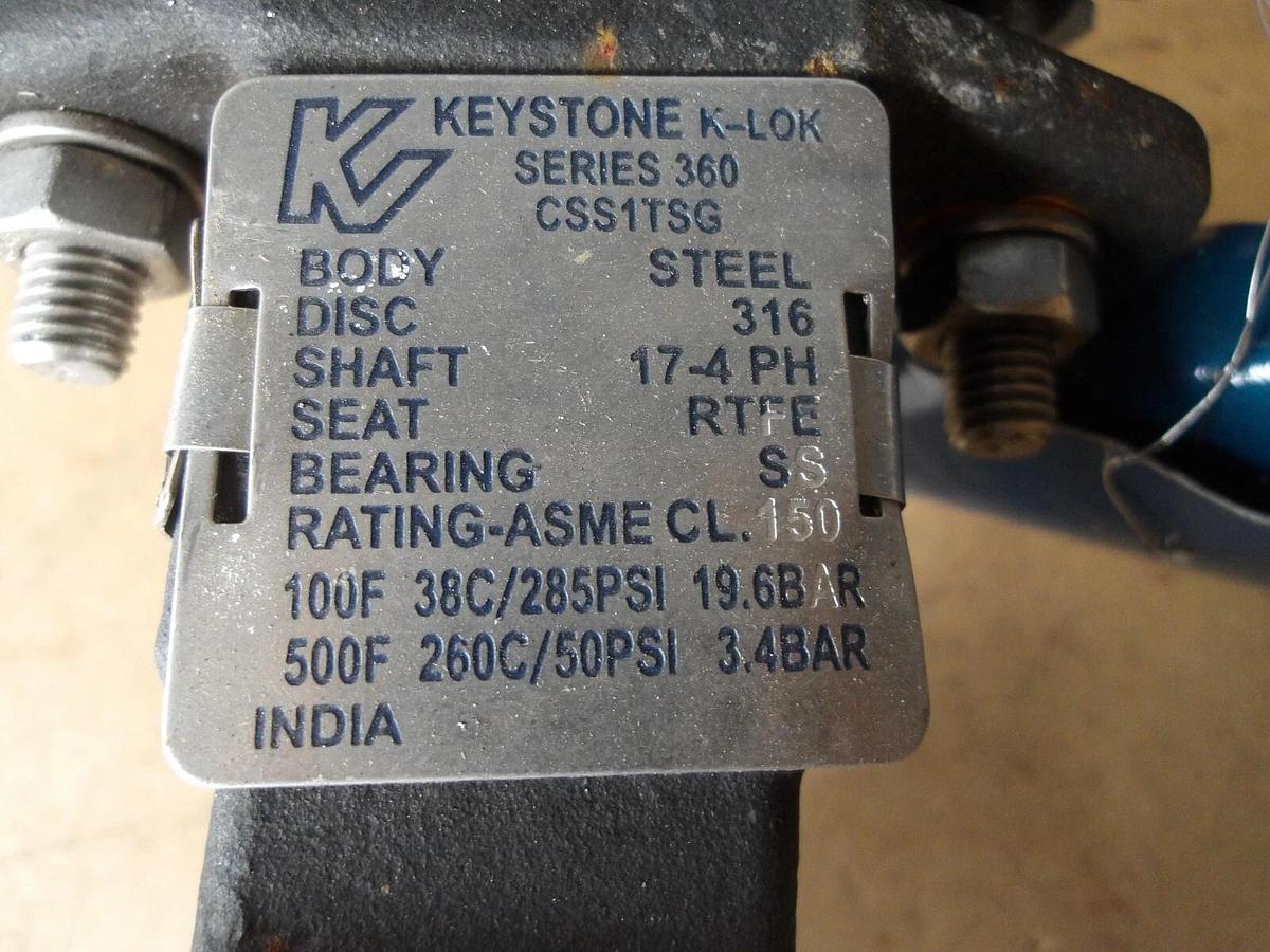 Used KEYSTONE 3" STEEL BUTTERFLY VALVE, #314335G NEW