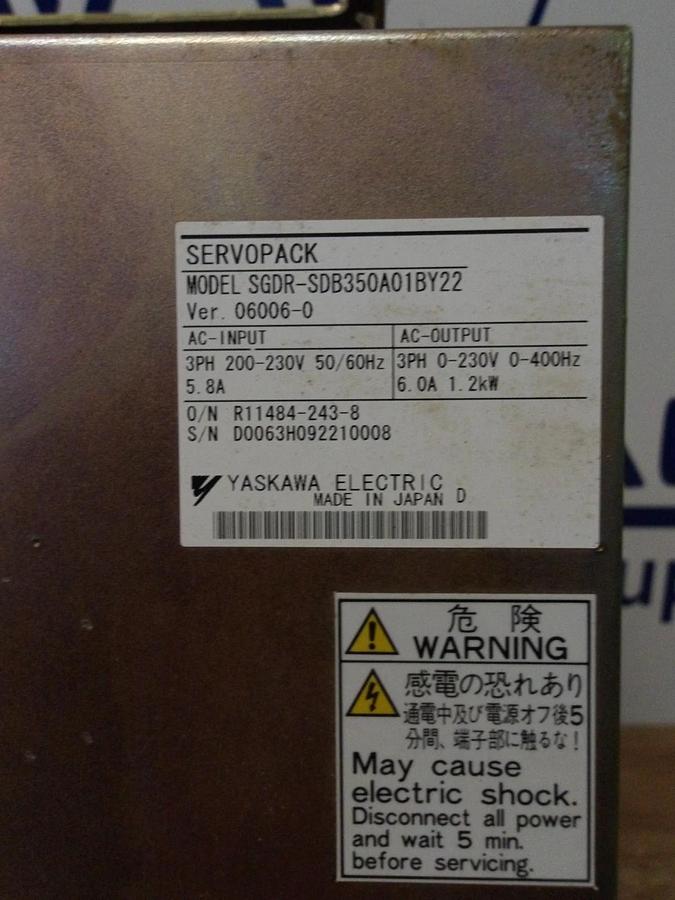 Used YASKAWA SGDR-SDB350A0BY22 SERVOPACK, #119235G USED