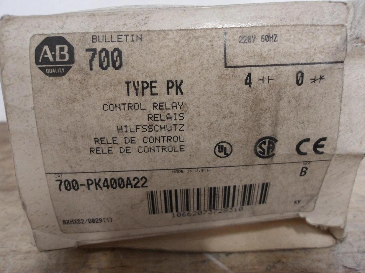 ALLEN BRADLEY 700-PK400A22 CONTROL RELAY, #521107G NIB