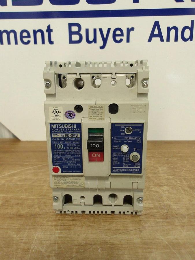MITSUBISHI 100 AMP NO FUSE BREAKER NV100-SW4, #224845G NIB
