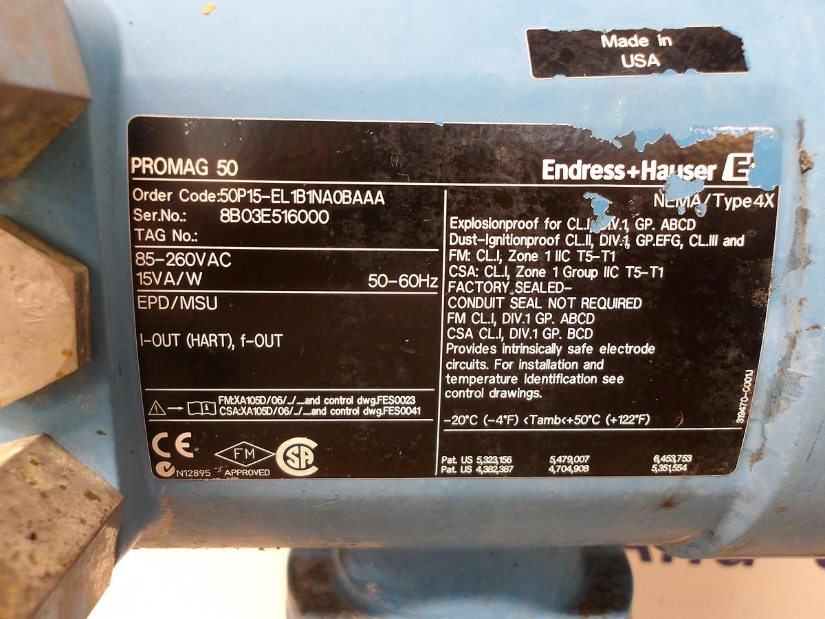 Used ENDRESS HAUSER 1/2" PROMAG 50 FLOW TUBE