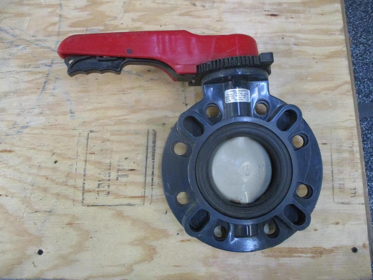 Used ASAHI 4" PVC BUTTERFLY VALVE, #1171000J USED