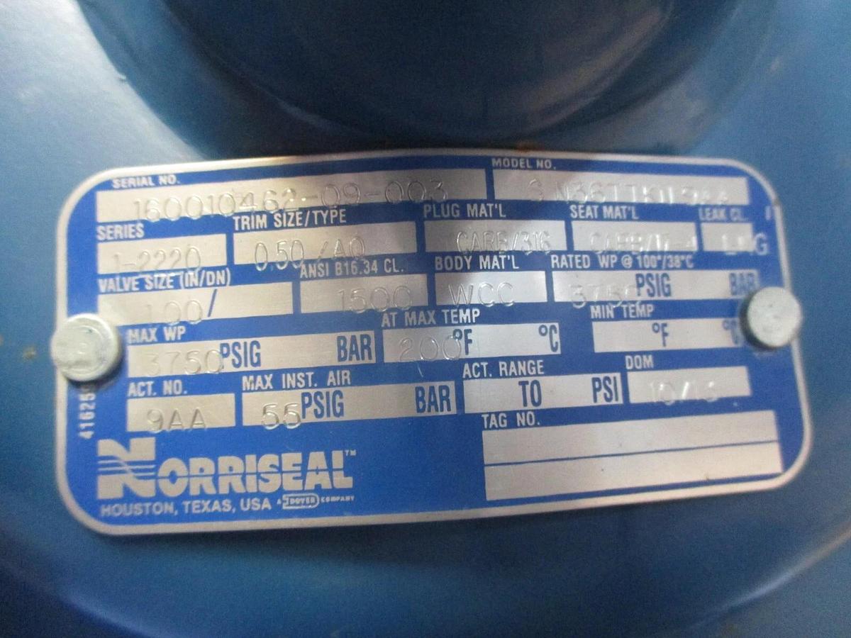Used NORRISEAL 1" STEEL CONTROL VALVE W/ DYNA-FLO CONTROLLER, #621856J NEW