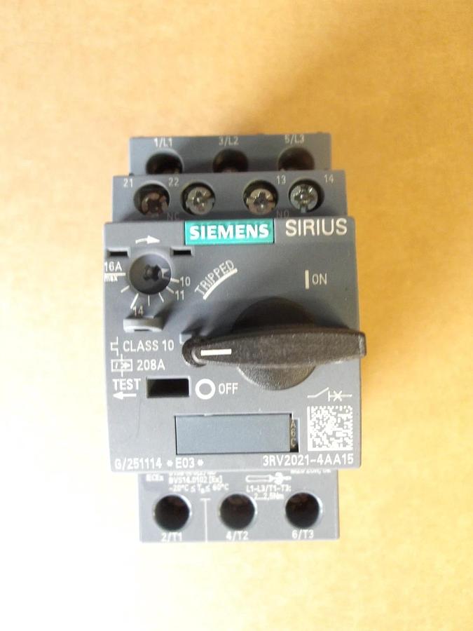 SIEMENS 3RV2021-4AA15 CIRCUIT BREAKER 10/16 AMP, #7131034G NIB