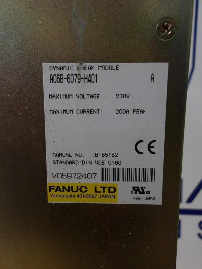 Used FANUC A06B-6079-H401 DYNAMIC BRAKE MODULE, #1217221G USED