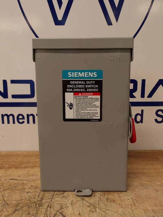 Used SIEMENS 60 AMP ENCLOSED SWITCH, 220AC-250DC V, #512953G NEW