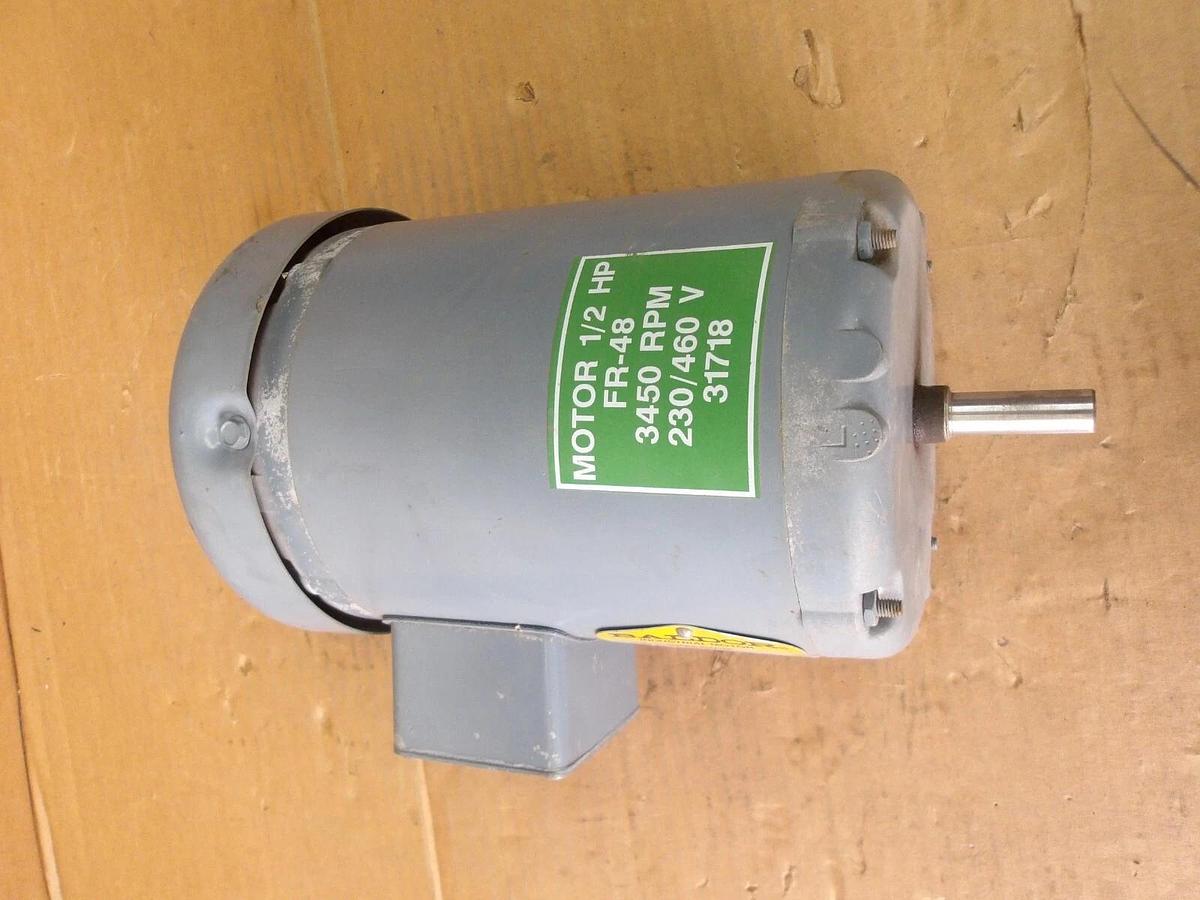 Used BALDOR 1/2 HP MOTOR, FR 48, 3450 RPM, 208-230/460 V, #11141025G NEW