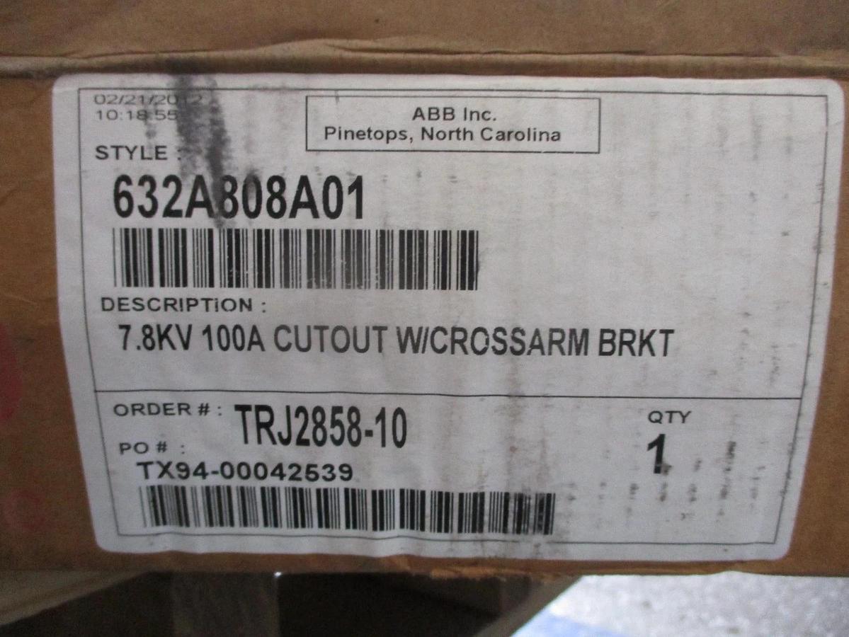 ABB 7.8 KV 100A FUSE CUTOUT W/ CROSSARM BRKT EU/EUH, #33220J NIB