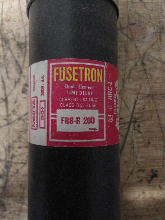 Used FUSETRON FRS-R200 TIME DELAY FUSE 200 AMP, 600 V (LOT OF 2) #391045G NEW