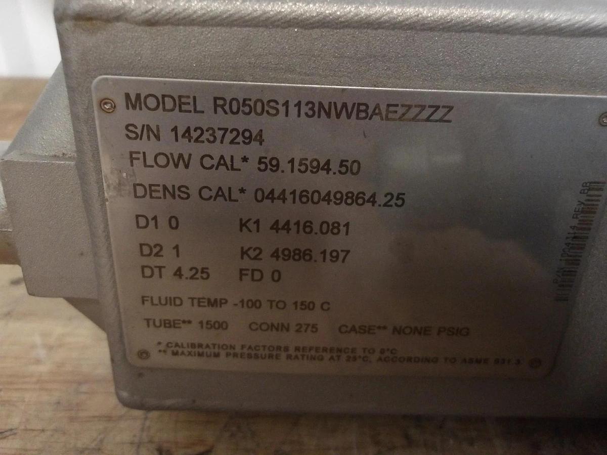 Used MICROMOTION R050S113NWBAEZZZZ MASS FLOW SENSOR, #8221054G USED
