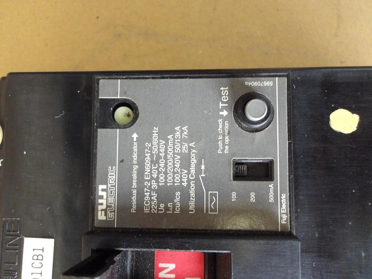 Used FUJI SG203BAUL150 EARTH LEAKAGE CIRCUIT BREAKER 150 AMP, #6181115G USED