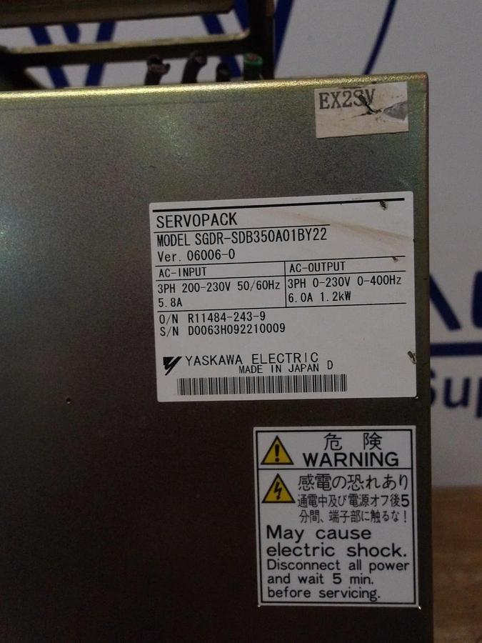 Used YASKAWA SGDR-SDB350A0BY22 SERVOPACK, #119258G USED