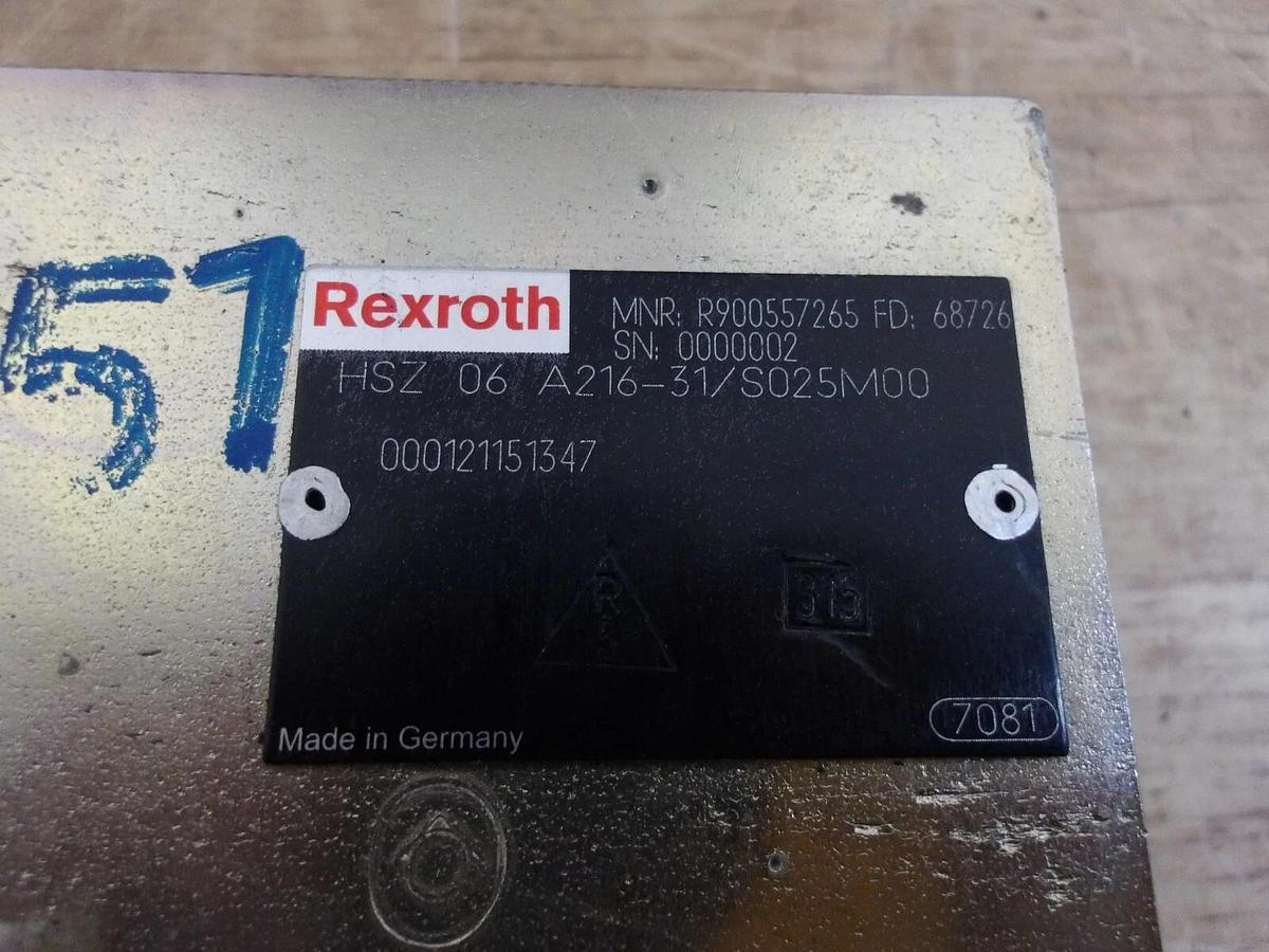 Used REXROTH HSZ 06 A216-31/S025M00 HYDRAULIC PRESSURE VALVE, #33211G NEW
