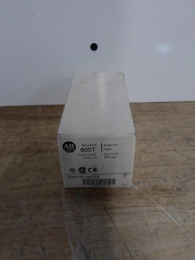 ALLEN BRADLEY 800T-QT10WAR PUSH-TO-TEST PILOT LIGHT, #5201003G NIB