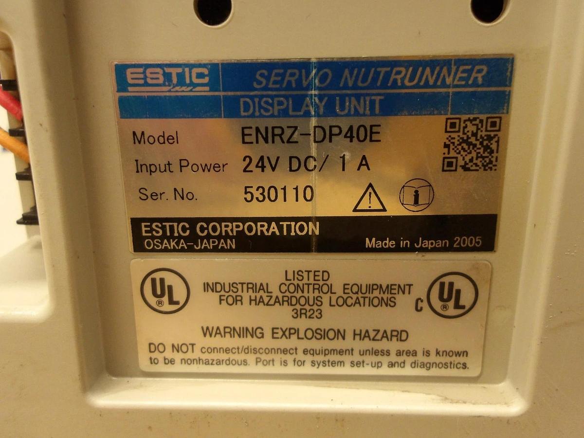 Used ESTIC ENRZ-DP40E SERVO NUTRUNNER DISPLAY, #12301156G USED