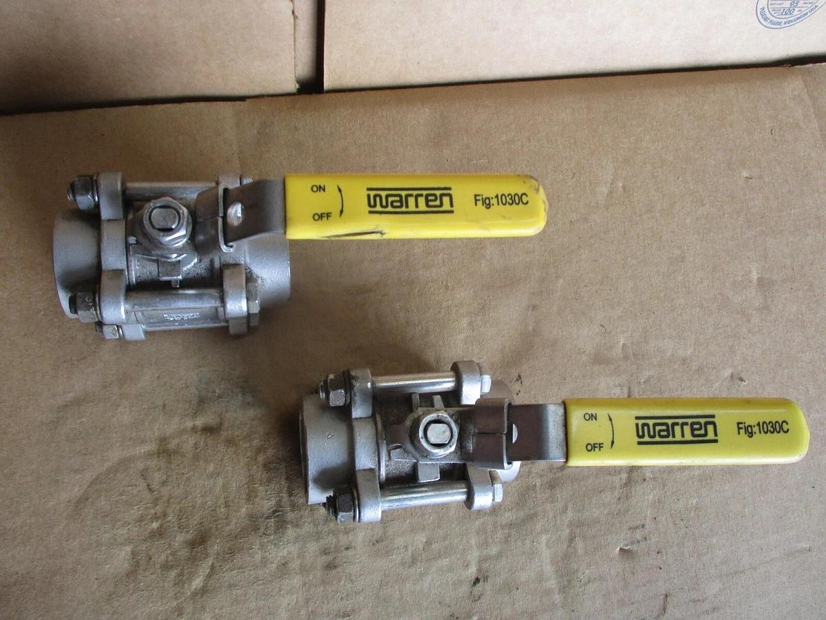 Used WARREN 1" STAINLESS BALL VALVE(SOCKET WELD) (LOT OF 2), #4161140J NEW
