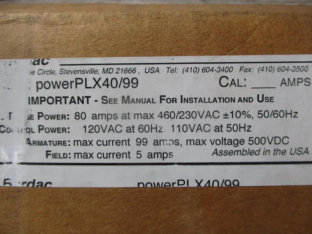 BARDAC DRIVES PLX40/99 DIGITAL 99 AMP DC DRIVE, #35840J NIB