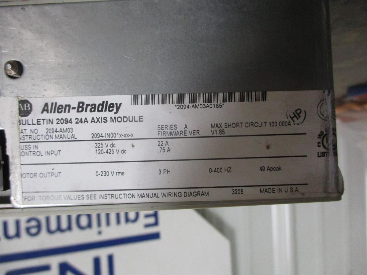 Used ALLEN BRADLEY KINETIX 6000 SERVO DRIVE 2094-AM03, #32320J USED