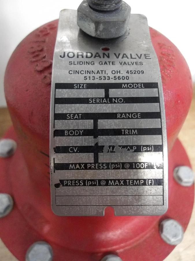 Used JORDAN 3/4" SLIDING GATE VALVE, #69219G NEW