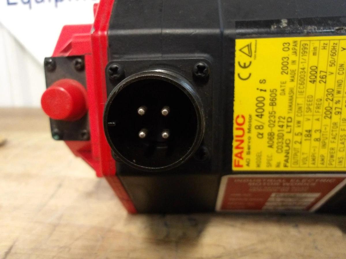 Used FANUC A06B-0235-B605 AC SERVO MOTOR 4000 RPM, #571150G REMANUFACTURED
