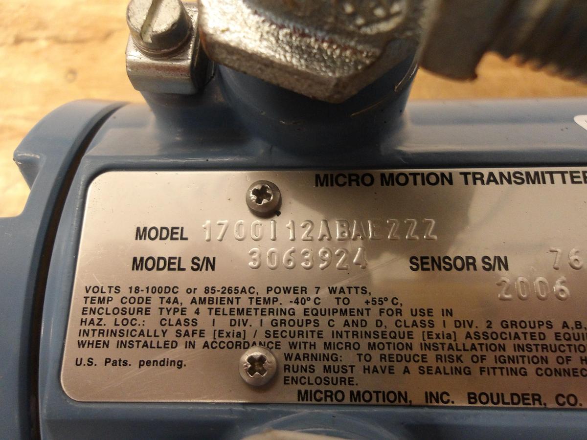 Used MICROMOTION F SERIES 1" MASS FLOW METER