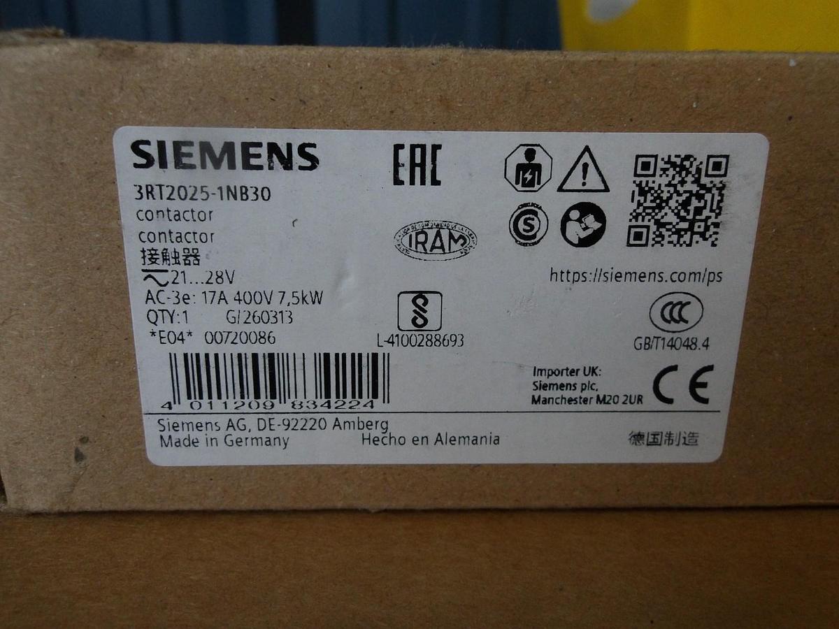 SIEMENS SIRIUS 3RT2025-1NB30 MOTOR CONTROLLER, #113148G NIB