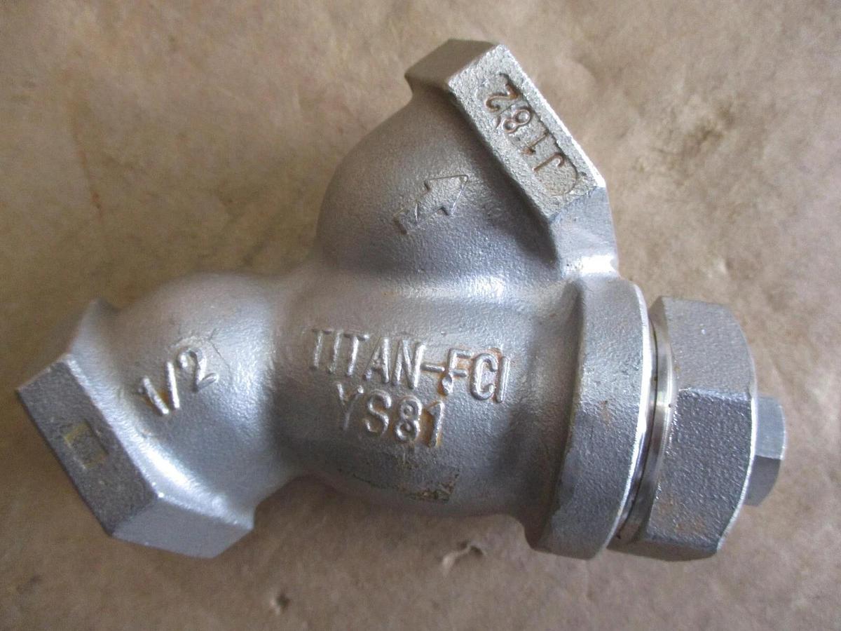 Used TITAN - FCI 1/2" STAINLESS Y-STRAINER, #9141240J NEW