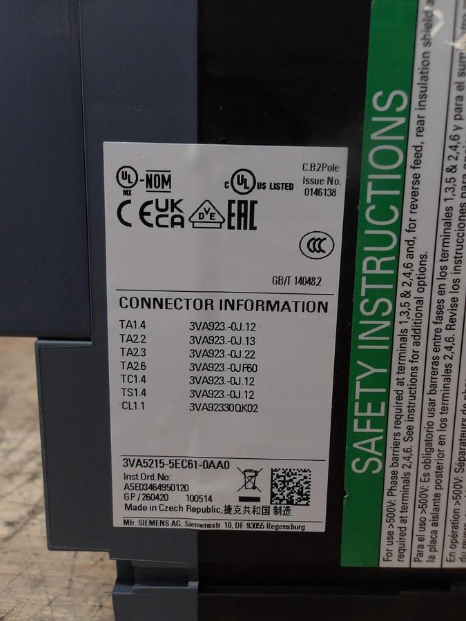 SIEMENS 150 AMP BREAKER 600 V, #714206G NIB