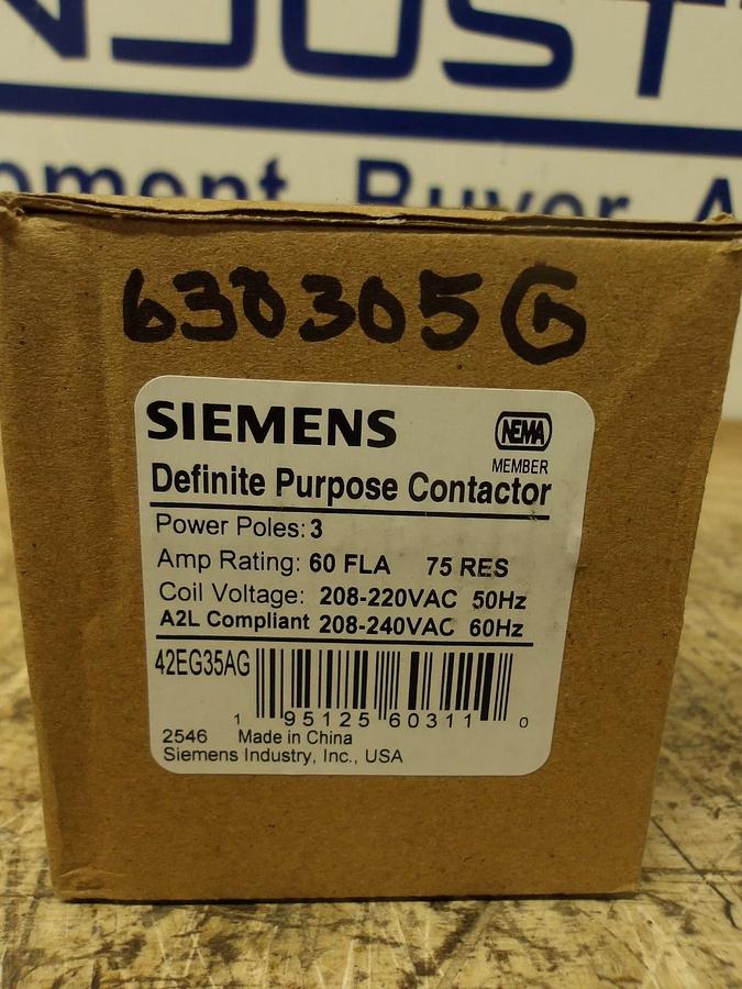 SIEMENS 42DG35AG DEFINITE PURPOSE CONTACTOR, 208-220-240 V, #630305G NIB