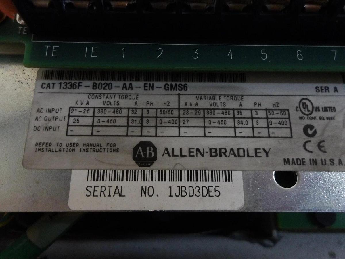 Used ALLEN BRADLEY 1336 PLUS MOTOR CONTROLLER, 21-26 KVA, #2201030G NEW