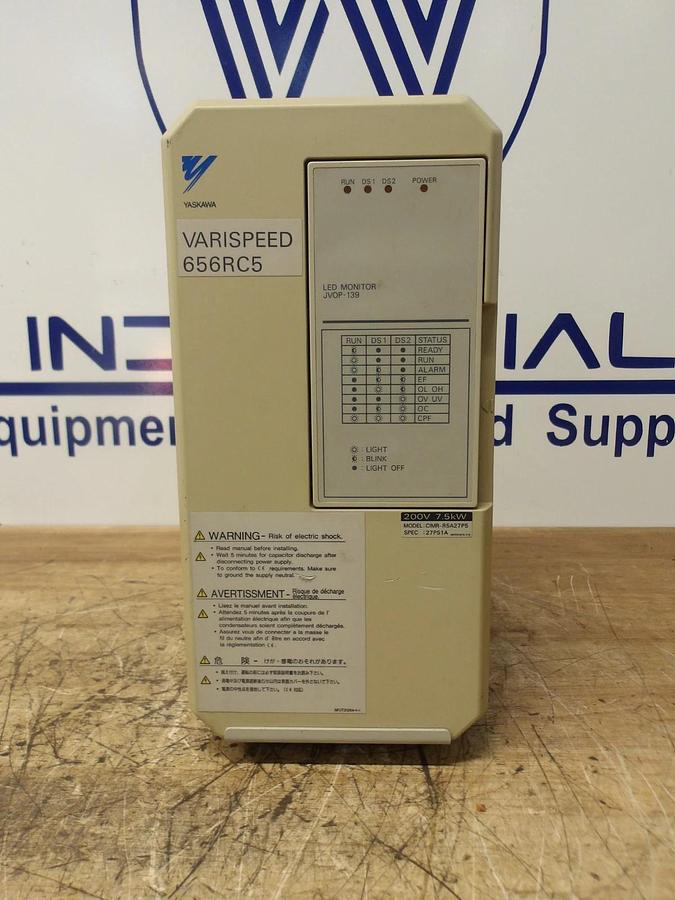 Used YASKAWA CIMR-R5A27P5 VARISPEED 656RC5 MOTOR CONTROLLER, #15211G USED
