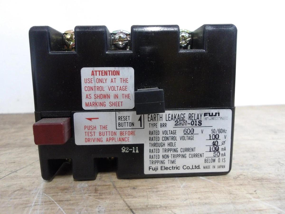 FUJI EARTH BRR29N-01S LEAKAGE RELAY, #521241G NIB