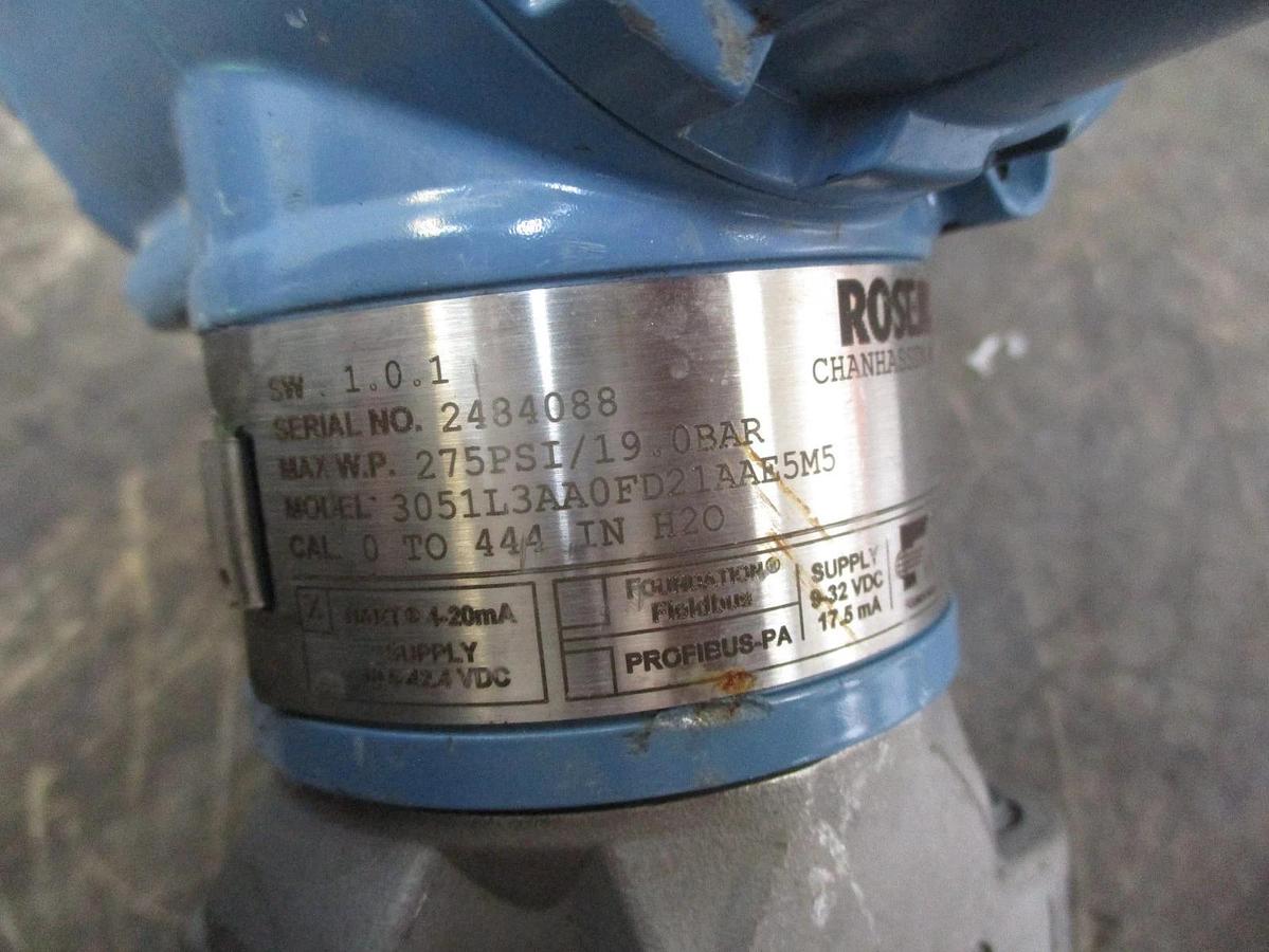 Used ROSEMOUNT 3051 PRESSURE TRANSMITTER W/ FLANGE, #35318J NEW
