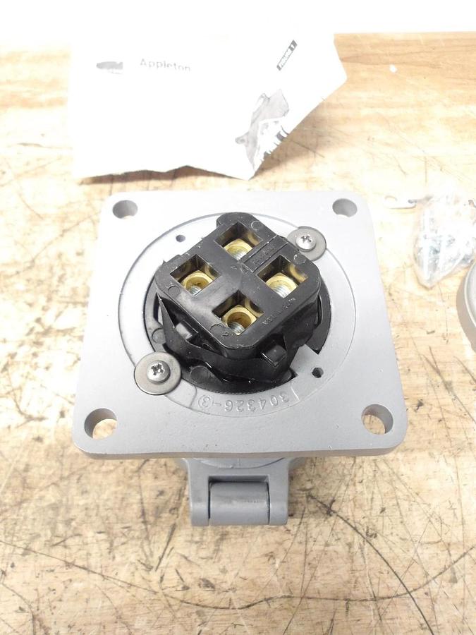 Used APPLETON ADR6044 POWERTITE RECEPTACLE 60 AMP, #3171010G NEW