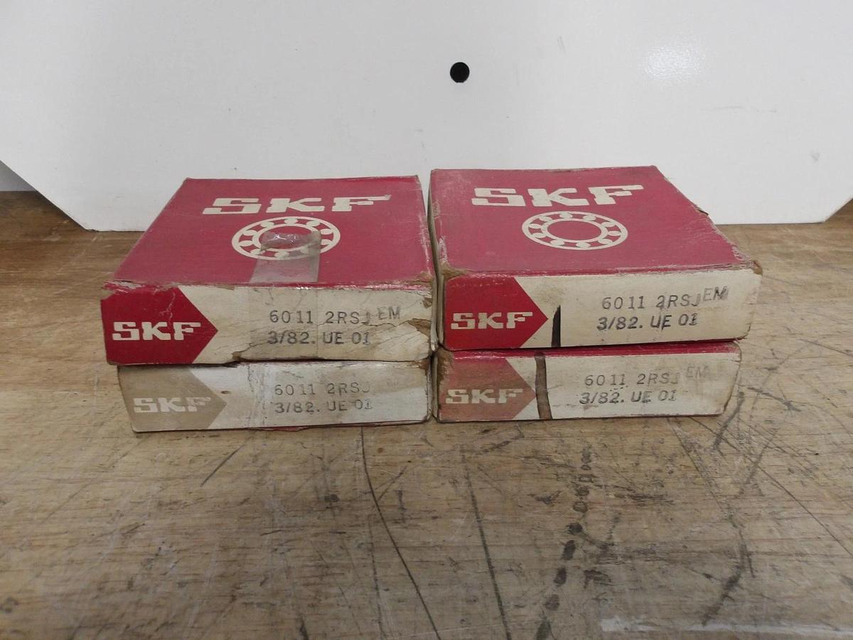 Used SKF 6011 2RSJEM/3182.UE-01 SEALED BEARING (LOT OF 4) #95304G NEW