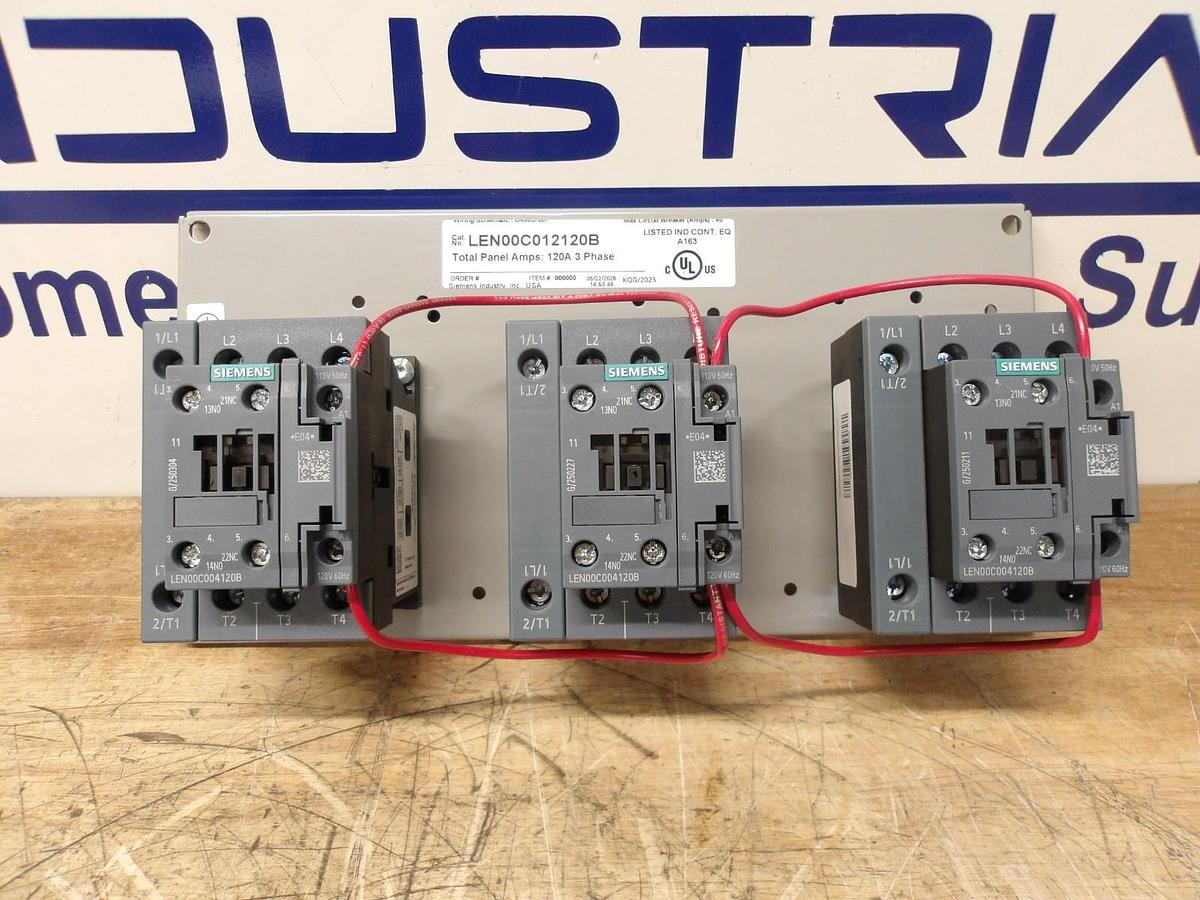 Used SIEMENS 120 A LIGHTING CONTACTOR LEN00C012120B, #617220G NEW