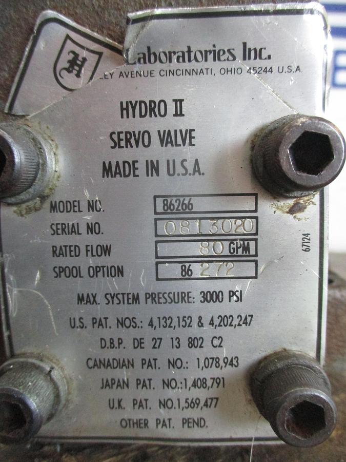 Used HUNKAR HYDRO II 86266 HYDRAULIC SERVO VALVE