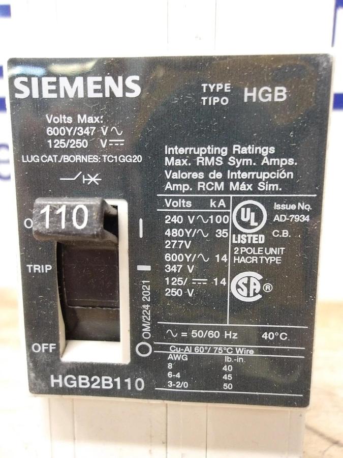 SIEMENS 110 AMP BREAKER 480/277 V, #78120G NIB