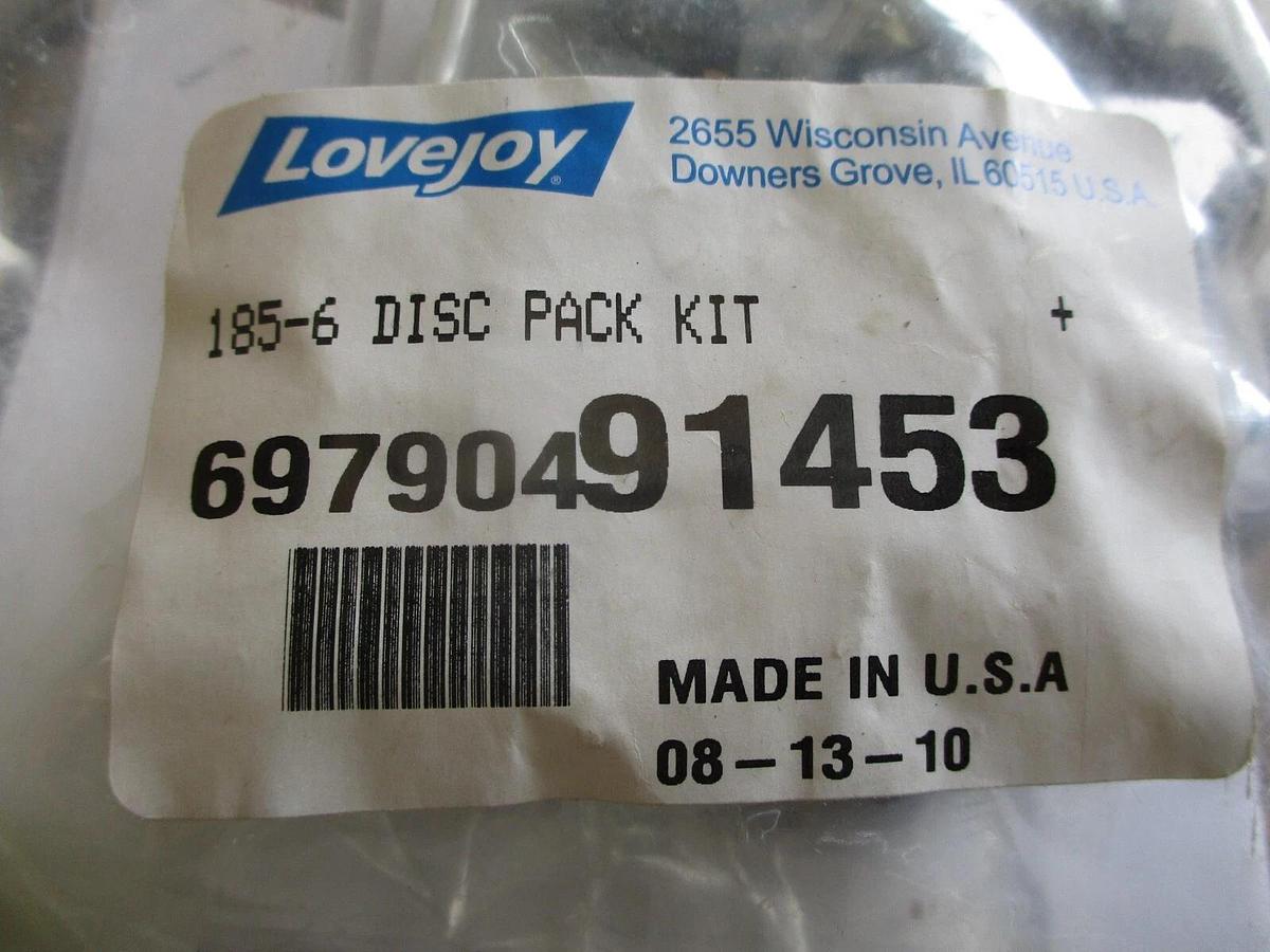 Used LOVEJOY 185-6 DISC PACK KIT 69790491453, #911330J NEW