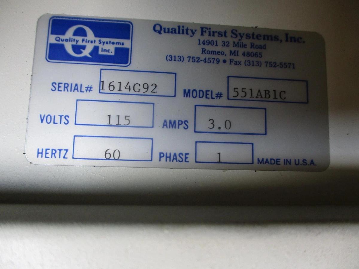Used QUALITY FIRST 551AB1C SYSTEMS TEST BOX, #7101254J USED