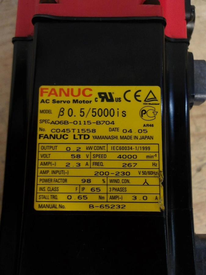 Used FANUC A06B-0115-B704 AC SERVO MOTOR, #616211G USED