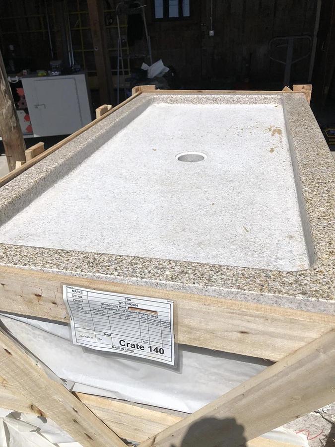 8 NEW Granite shower pan Beautiful Shangdong Rust 60”x32”x4.5” Single Threshold*